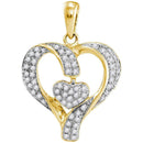 10kt Yellow Gold Women's Round Diamond Heart Love Pendant 1-6 Cttw - FREE Shipping (US/CAN)-Gold & Diamond Pendants & Necklaces-JadeMoghul Inc.