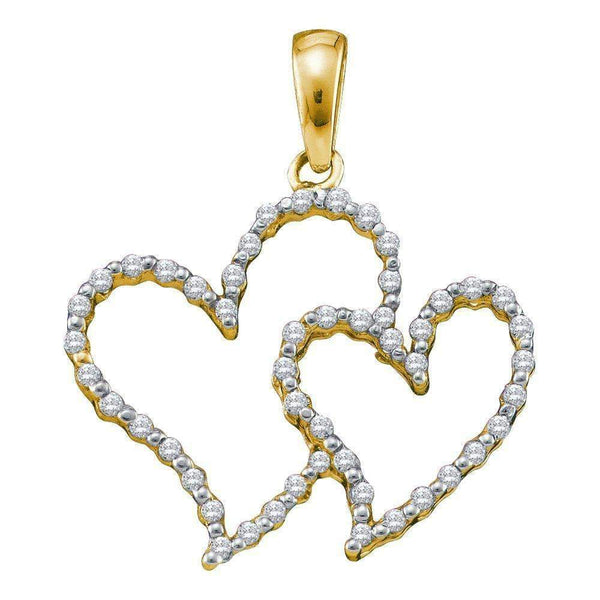 10kt Yellow Gold Women's Round Diamond Heart Love Pendant 1-6 Cttw - FREE Shipping (US/CAN)-Gold & Diamond Pendants & Necklaces-JadeMoghul Inc.