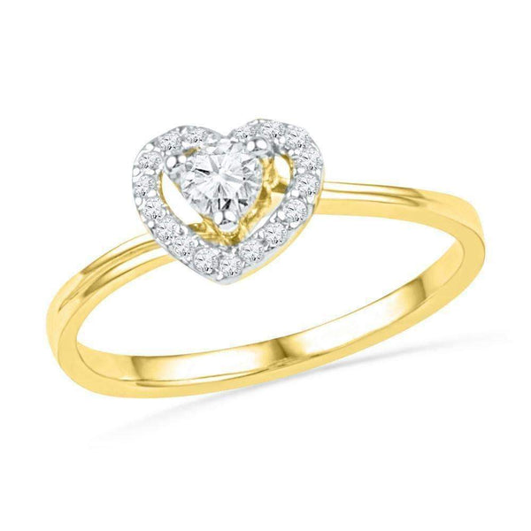 10kt Yellow Gold Women's Round Diamond Heart Love Promise Bridal Ring 1/4 Cttw - FREE Shipping (US/CAN)-Gold & Diamond Promise Rings-6-JadeMoghul Inc.