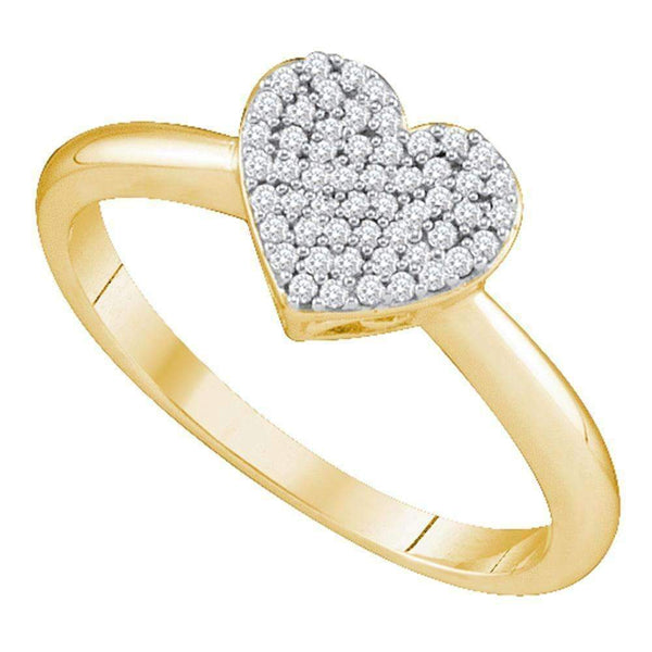 10kt Yellow Gold Women's Round Diamond Heart Love Ring 1/6 Cttw - FREE Shipping (US/CAN)-Gold & Diamond Heart Rings-5-JadeMoghul Inc.
