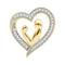 10kt Yellow Gold Women's Round Diamond Heart Mother Child Embrace Pendant 1-10 Cttw - FREE Shipping (US/CAN)-Gold & Diamond Pendants & Necklaces-JadeMoghul Inc.