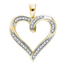 10kt Yellow Gold Women's Round Diamond Heart Outline Pendant 1-10 Cttw - FREE Shipping (US/CAN)-Gold & Diamond Pendants & Necklaces-JadeMoghul Inc.