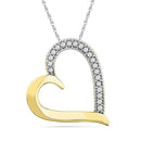 10kt Yellow Gold Women's Round Diamond Heart Outline Pendant 1-10 Cttw - FREE Shipping (US/CAN)-Gold & Diamond Pendants & Necklaces-JadeMoghul Inc.