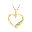 10kt Yellow Gold Women's Round Diamond Heart Outline Pendant 1-20 Cttw - FREE Shipping (US/CAN)-Gold & Diamond Pendants & Necklaces-JadeMoghul Inc.