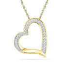 10kt Yellow Gold Women's Round Diamond Heart Outline Pendant 1-8 Cttw - FREE Shipping (US/CAN)-Gold & Diamond Pendants & Necklaces-JadeMoghul Inc.