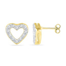 10kt Yellow Gold Women's Round Diamond Heart Outline Screwback Earrings 1-8 Cttw - FREE Shipping (USA/CAN)-Gold & Diamond Earrings-JadeMoghul Inc.