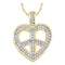 10kt Yellow Gold Women's Round Diamond Heart Peace Sign Pendant 1-6 Cttw - FREE Shipping (US/CAN)-Gold & Diamond Pendants & Necklaces-JadeMoghul Inc.