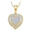 10kt Yellow Gold Womens Round Diamond Heart Pendant 1-4 Cttw-Gold & Diamond Pendants & Necklaces-JadeMoghul Inc.