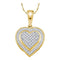 10kt Yellow Gold Womens Round Diamond Heart Pendant 1-4 Cttw-Gold & Diamond Pendants & Necklaces-JadeMoghul Inc.