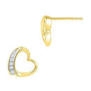 10kt Yellow Gold Womens Round Diamond Heart Stud Earrings 1-10 Cttw - FREE Shipping (US/CAN)-Gold & Diamond Earrings-JadeMoghul Inc.