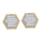 10kt Yellow Gold Women's Round Diamond Hexagon Cluster Earrings 1-5 Cttw - FREE Shipping (USA/CAN)-Gold & Diamond Earrings-JadeMoghul Inc.