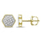 10kt Yellow Gold Womens Round Diamond Hexagon Cluster Stud Earrings 1-10 Cttw-Gold & Diamond Earrings-JadeMoghul Inc.