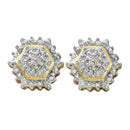 10kt Yellow Gold Women's Round Diamond Hexagon Geometric Cluster Earrings 1-10 Cttw - FREE Shipping (US/CAN)-Gold & Diamond Earrings-JadeMoghul Inc.