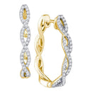 10kt Yellow Gold Women's Round Diamond Hoop Earrings 1-2 Cttw - FREE Shipping (USA/CAN)-Gold & Diamond Earrings-JadeMoghul Inc.