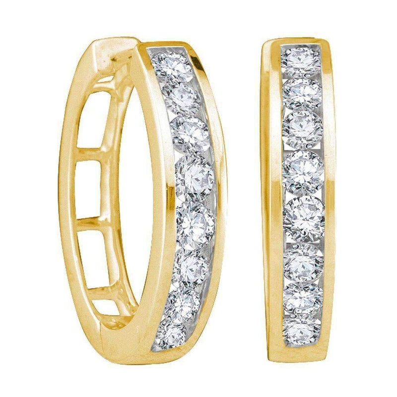 10kt Yellow Gold Women's Round Diamond Hoop Earrings 1-2 Cttw - FREE Shipping (US/CAN)-Gold & Diamond Earrings-JadeMoghul Inc.