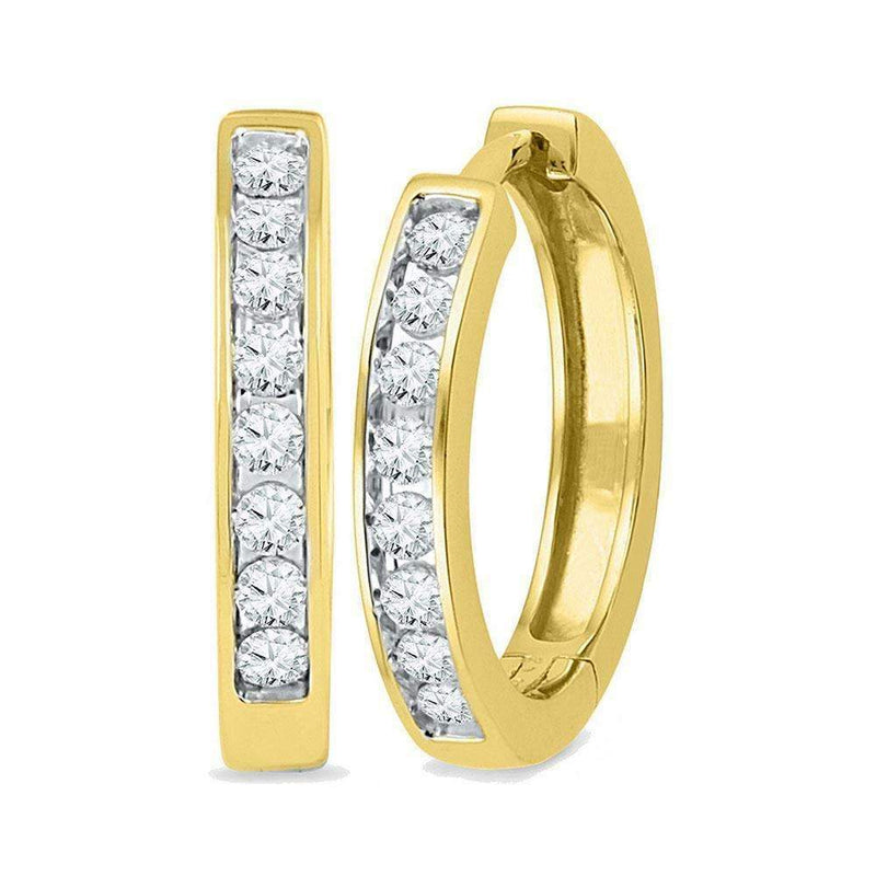10kt Yellow Gold Womens Round Diamond Hoop Earrings 1-2 Cttw-Gold & Diamond Earrings-JadeMoghul Inc.