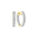 10kt Yellow Gold Women's Round Diamond Hoop Earrings 1-5 Cttw - FREE Shipping (USA/CAN)-Gold & Diamond Earrings-JadeMoghul Inc.