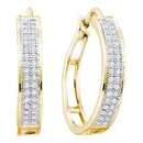 10kt Yellow Gold Women's Round Diamond Hoop Earrings 1-5 Cttw - FREE Shipping (US/CAN)-Gold & Diamond Earrings-JadeMoghul Inc.