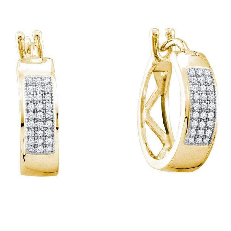 10kt Yellow Gold Women's Round Diamond Hoop Earrings 1-6 Cttw - FREE Shipping (US/CAN)-Gold & Diamond Earrings-JadeMoghul Inc.