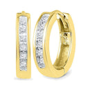 10kt Yellow Gold Women's Round Diamond Hoop Earrings 1-8 Cttw - FREE Shipping (US/CAN)-Gold & Diamond Earrings-JadeMoghul Inc.