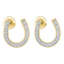 10kt Yellow Gold Women's Round Diamond Horseshoe Screwback Stud Earrings 1-6 Cttw - FREE Shipping (USA/CAN)-Gold & Diamond Earrings-JadeMoghul Inc.