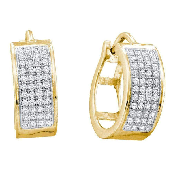 10kt Yellow Gold Women's Round Diamond Hughie Earrings 1-4 Cttw - FREE Shipping (US/CAN)-Gold & Diamond Earrings-JadeMoghul Inc.