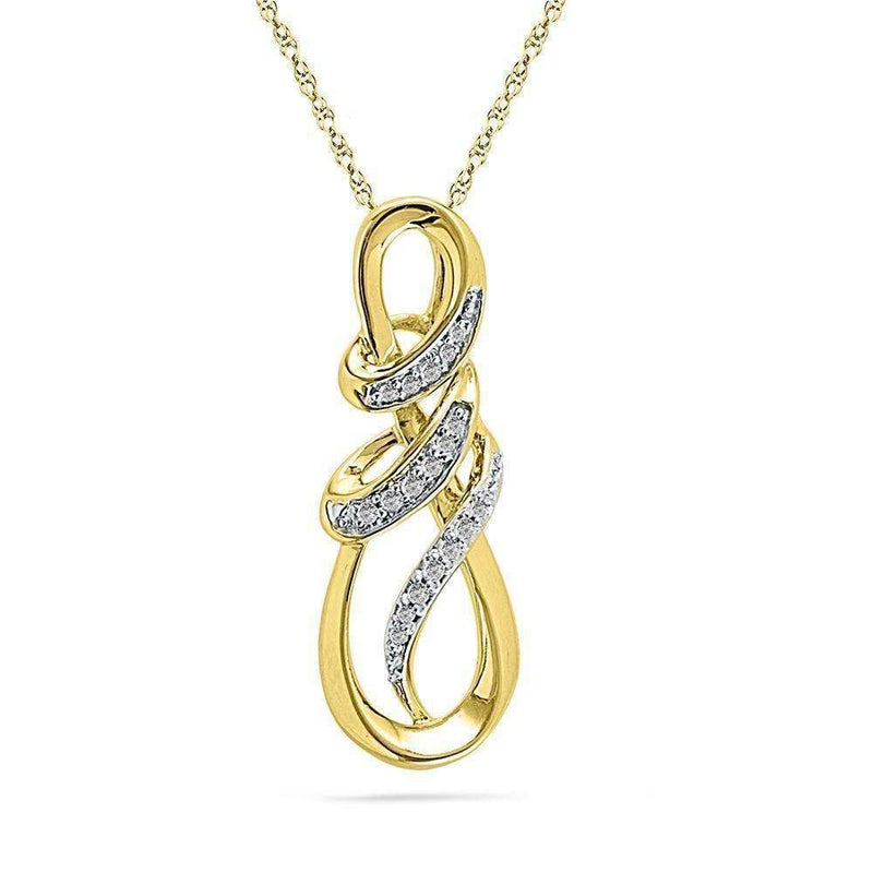 10kt Yellow Gold Women's Round Diamond Infinity Anniversary Love Pendant 1-10 Cttw - FREE Shipping (US/CAN)-Gold & Diamond Pendants & Necklaces-JadeMoghul Inc.