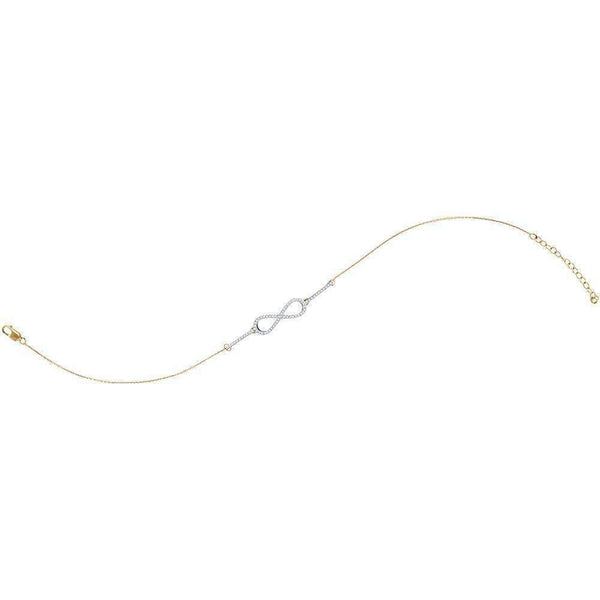 10kt Yellow Gold Women's Round Diamond Infinity Chain Bracelet 1-5 Cttw - FREE Shipping (US/CAN)-Gold & Diamond Bracelets-JadeMoghul Inc.