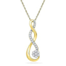 10kt Yellow Gold Womens Round Diamond Infinity Cluster Pendant 1-6 Cttw - FREE Shipping (US/CAN)-Gold & Diamond Pendants & Necklaces-JadeMoghul Inc.