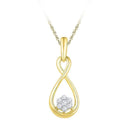 10kt Yellow Gold Women's Round Diamond Infinity Cluster Pendant 1-8 Cttw - FREE Shipping (US/CAN)-Gold & Diamond Pendants & Necklaces-JadeMoghul Inc.