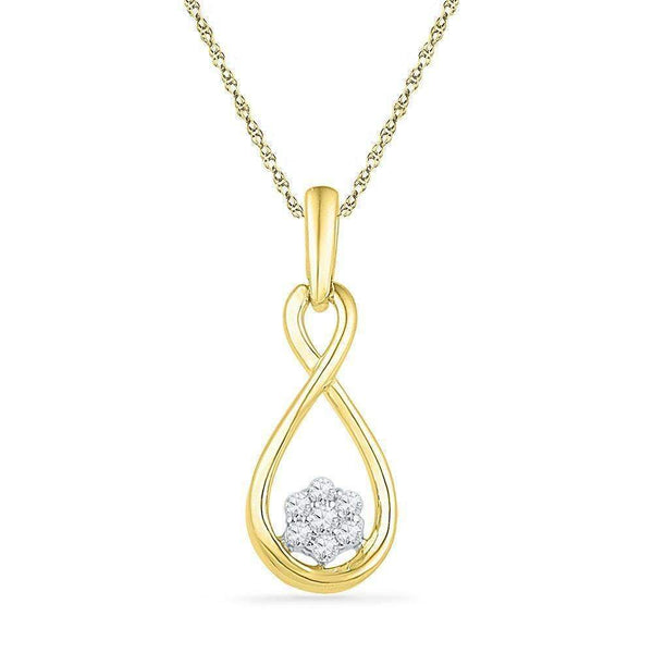 10kt Yellow Gold Women's Round Diamond Infinity Cluster Pendant 1-8 Cttw - FREE Shipping (US/CAN)-Gold & Diamond Pendants & Necklaces-JadeMoghul Inc.