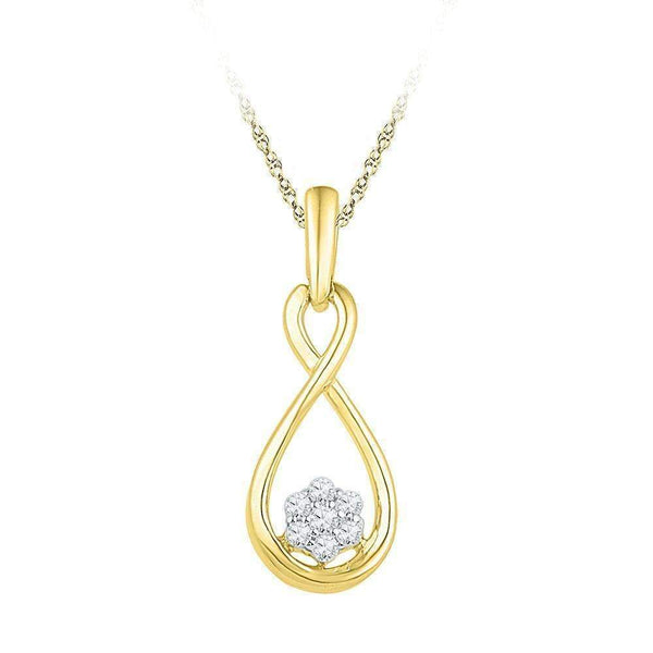 10kt Yellow Gold Women's Round Diamond Infinity Cluster Pendant 1-8 Cttw - FREE Shipping (US/CAN)-Gold & Diamond Pendants & Necklaces-JadeMoghul Inc.