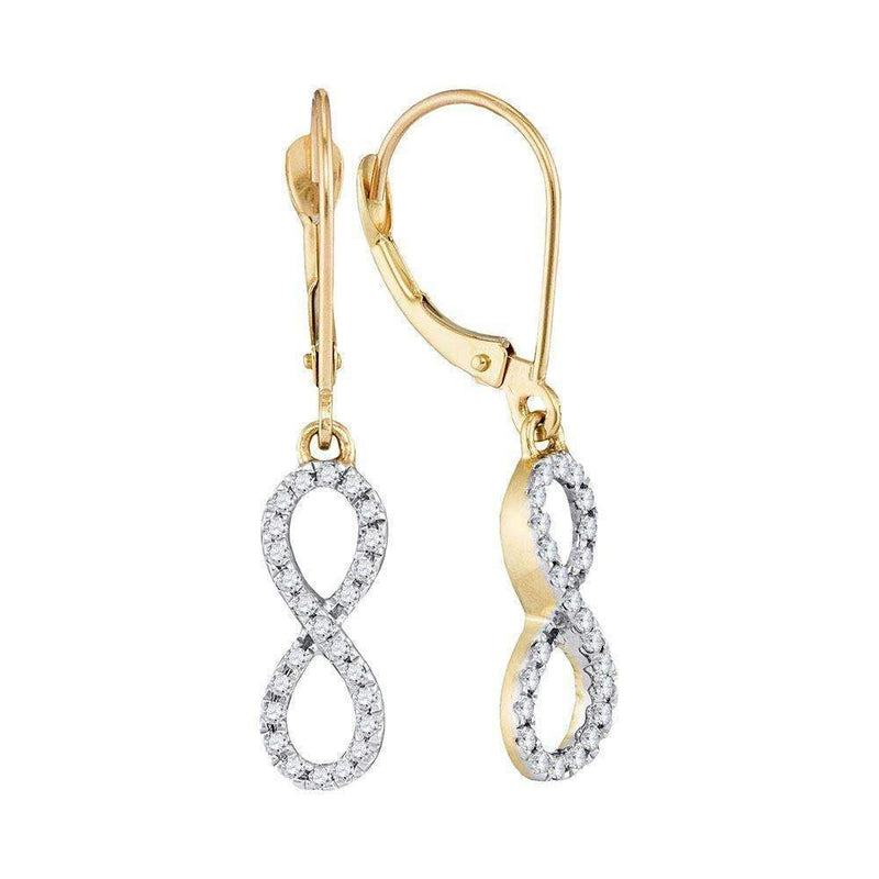 10kt Yellow Gold Women's Round Diamond Infinity Dangle Earrings 1-4 Cttw - FREE Shipping (US/CAN)-Gold & Diamond Earrings-JadeMoghul Inc.