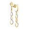 10kt Yellow Gold Womens Round Diamond Infinity Dangle Earrings 1-8 Cttw - FREE Shipping (US/CAN)-Gold & Diamond Earrings-JadeMoghul Inc.