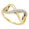 10kt Yellow Gold Women's Round Diamond Infinity Double Heart Ring 1/6 Cttw - FREE Shipping (US/CAN)-Rings And Bands-5-JadeMoghul Inc.