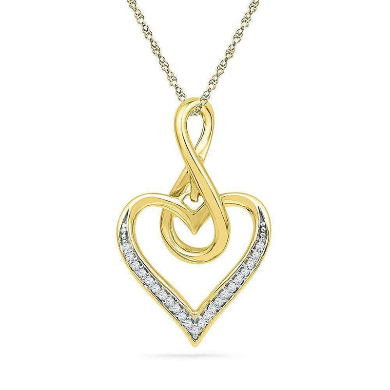 10kt Yellow Gold Women's Round Diamond Infinity Heart Love Pendant 1-12 Cttw - FREE Shipping (US/CAN)-Gold & Diamond Pendants & Necklaces-JadeMoghul Inc.