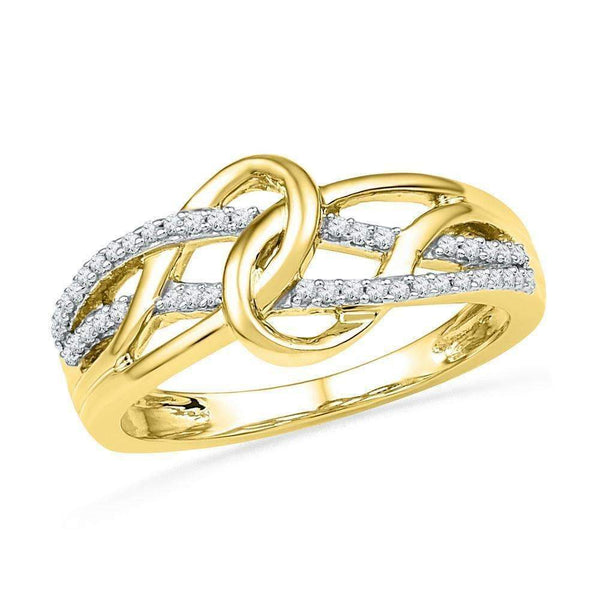 10kt Yellow Gold Women's Round Diamond Infinity Loop Knot Lasso Ring 1/6 Cttw - FREE Shipping (US/CAN)-Gold & Diamond Rings-5-JadeMoghul Inc.