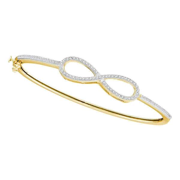 10kt Yellow Gold Women's Round Diamond Infinity Love Bangle Bracelet 1-3 Cttw - FREE Shipping (US/CAN)-Gold & Diamond Bracelets-JadeMoghul Inc.