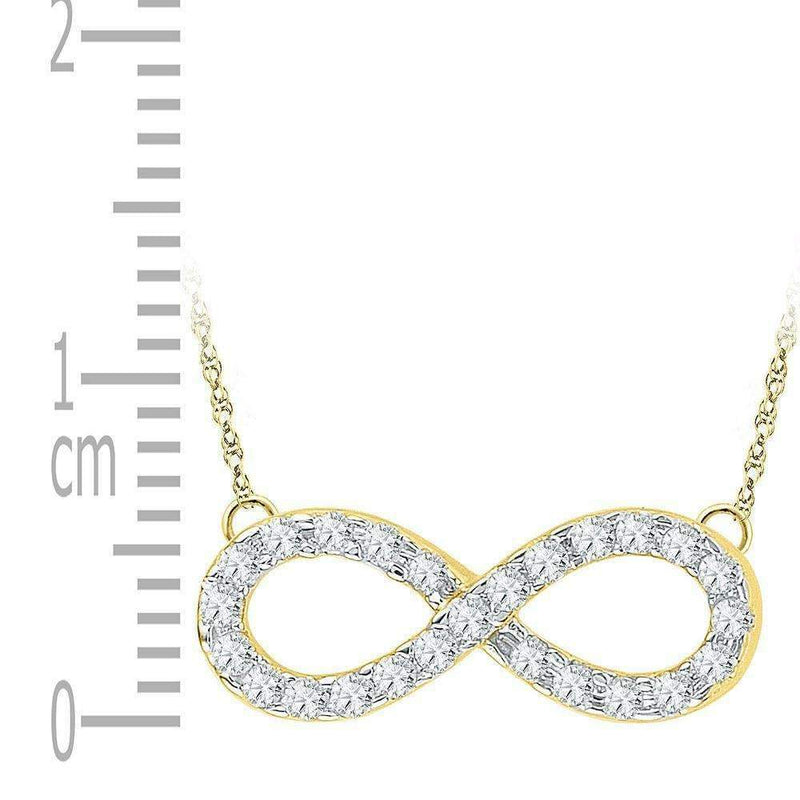 10kt Yellow Gold Women's Round Diamond Infinity Pendant Necklace 1-5 Cttw - FREE Shipping (US/CAN)-Gold & Diamond Pendants & Necklaces-JadeMoghul Inc.