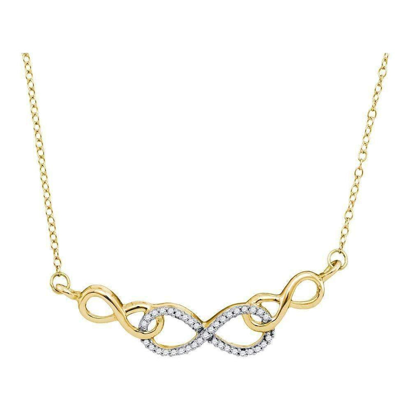 10kt Yellow Gold Women's Round Diamond Infinity Pendant Necklace 1-5 Cttw - FREE Shipping (US/CAN)-Gold & Diamond Pendants & Necklaces-JadeMoghul Inc.