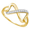 10kt Yellow Gold Women's Round Diamond Infinity Ring 1/10 Cttw - FREE Shipping (US/CAN)-Gold & Diamond Rings-5-JadeMoghul Inc.