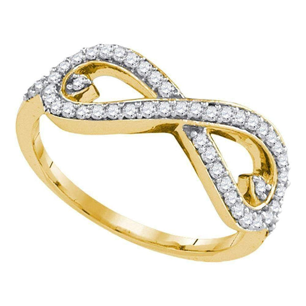 10kt Yellow Gold Women's Round Diamond Infinity Ring 1/3 Cttw - FREE Shipping (US/CAN)-Gold & Diamond Rings-5-JadeMoghul Inc.