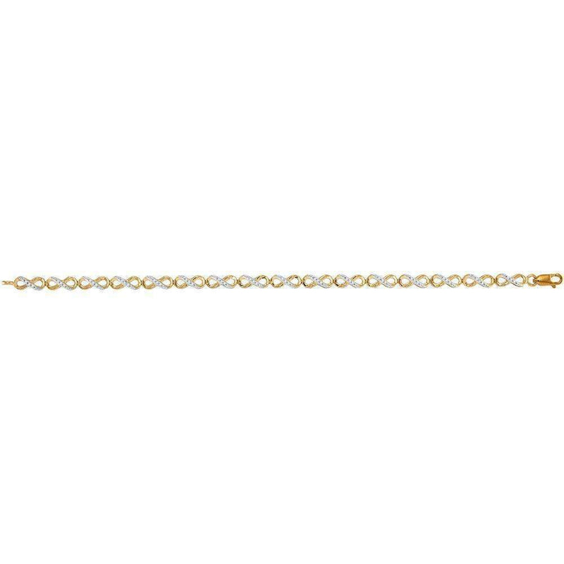 10kt Yellow Gold Women's Round Diamond Infinity Tennis Bracelet 1-4 Cttw - FREE Shipping (US/CAN)-Gold & Diamond Bracelets-JadeMoghul Inc.