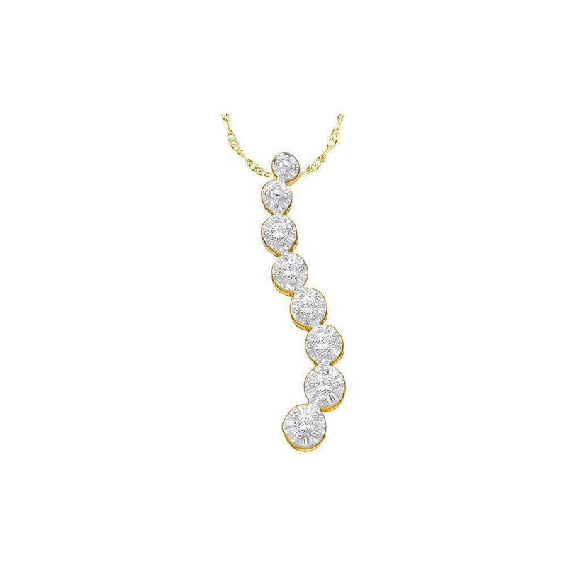 10kt Yellow Gold Women's Round Diamond Journey Graduated Pendant 1-10 Cttw - FREE Shipping (US/CAN)-Gold & Diamond Pendants & Necklaces-JadeMoghul Inc.