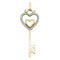 10kt Yellow Gold Women's Round Diamond Key Double Heart Pendant 1-10 Cttw - FREE Shipping (US/CAN)-Gold & Diamond Pendants & Necklaces-JadeMoghul Inc.