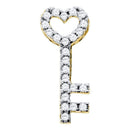 10kt Yellow Gold Women's Round Diamond Key Heart Pendant 1-4 Cttw - FREE Shipping (US/CAN)-Gold & Diamond Pendants & Necklaces-JadeMoghul Inc.