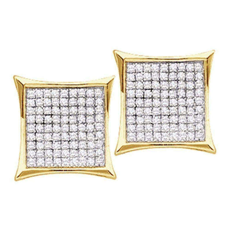 10kt Yellow Gold Women's Round Diamond Kite Cluster Earrings 7-8 Cttw - FREE Shipping (USA/CAN)-Gold & Diamond Earrings-JadeMoghul Inc.