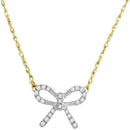 10kt Yellow Gold Women's Round Diamond Knot Bow Pendant Necklace 1-10 Cttw - FREE Shipping (US/CAN)-Gold & Diamond Pendants & Necklaces-JadeMoghul Inc.