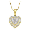 10kt Yellow Gold Women's Round Diamond Layered Heart Cluster Pendant 1-6 Cttw - FREE Shipping (US/CAN)-Gold & Diamond Pendants & Necklaces-JadeMoghul Inc.