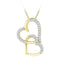 10kt Yellow Gold Women's Round Diamond Linked Double Heart Pendant 1-10 Cttw - FREE Shipping (US/CAN)-Gold & Diamond Pendants & Necklaces-JadeMoghul Inc.